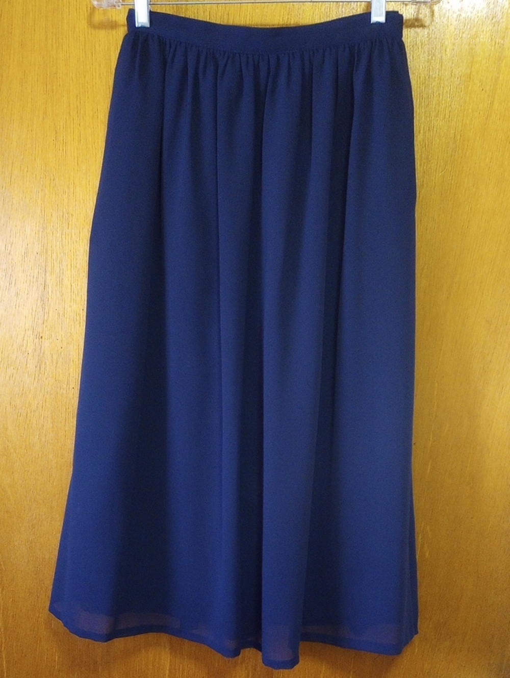 Schrader Sport Navy Blue 2-Layer Vtg Skirt. Sheer Overlay w/ Built In Slip, Sz 8